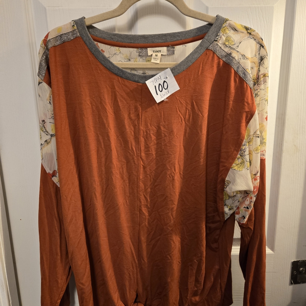 Rust and Floral Long Sleeve Top